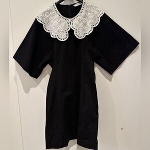 & Other Stories Black Dress with White Lace Collar